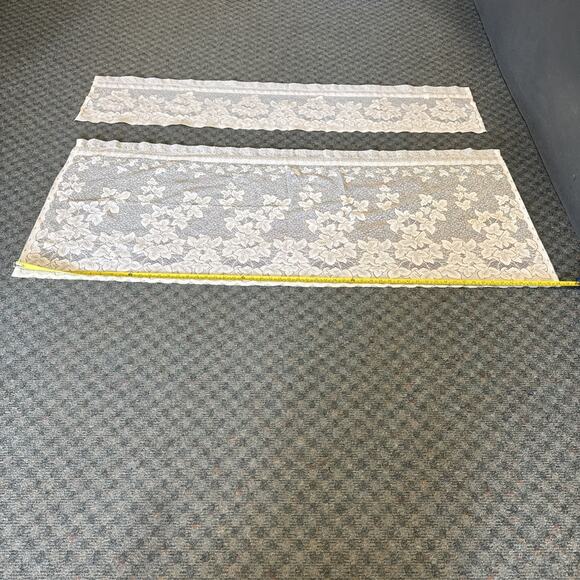 Vintage Sheer Lace Curtain Panel 2 Piece Set Floral Romantic Cottagecore USA - Picture 2 of 10